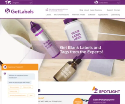 Getlabels.com(Labels Engineered for Lasting Impressions) Screenshot