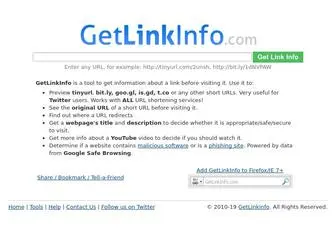 Getlinkinfo.com(Expand tinyurl) Screenshot