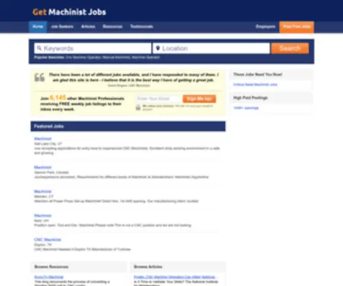 Getmachinistjobs.com(Your Machinist Jobs Site @) Screenshot