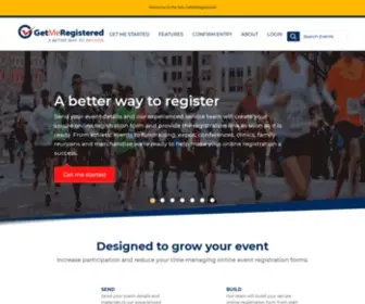 Getmeregistered.com(Online event registration services at GetMeRegistered.com) Screenshot