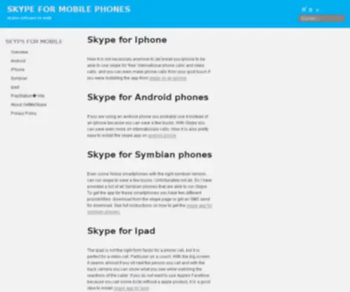 Getmeskype.com(Skyps for mobil phones) Screenshot