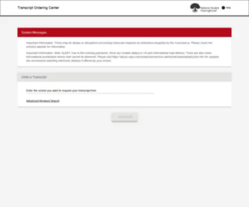Getmytranscript.com(National Student Clearinghouse Transcript Services) Screenshot