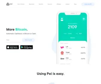 Getpei.com(Automatic cashback in Bitcoin or cash) Screenshot