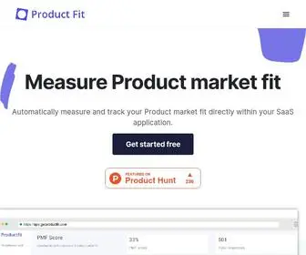 Getproductfit.com(Measure Product Market Fit in app with users) Screenshot