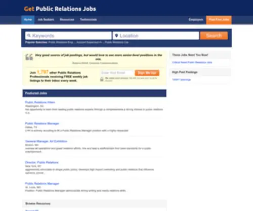 Getpublicrelationsjobs.net(Your Public Relations Jobs Site @) Screenshot