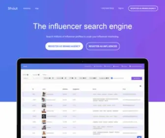 Getshout.io(Influencer Search Engine & Marketing Platform) Screenshot