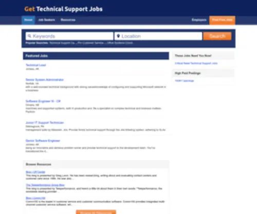 Gettechnicalsupportjobs.com(Your Technical Support Jobs Site @) Screenshot