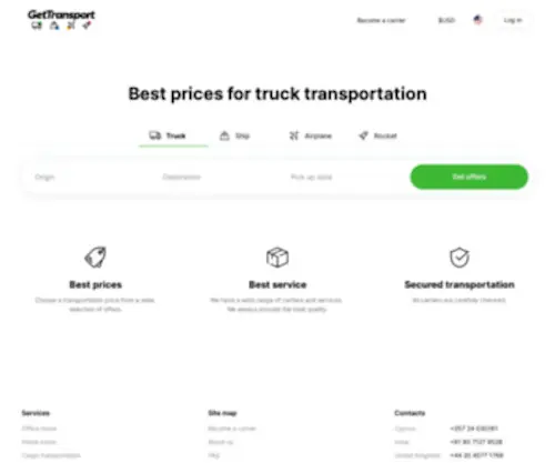 Gettransport.com(Worldwide hauls by road) Screenshot