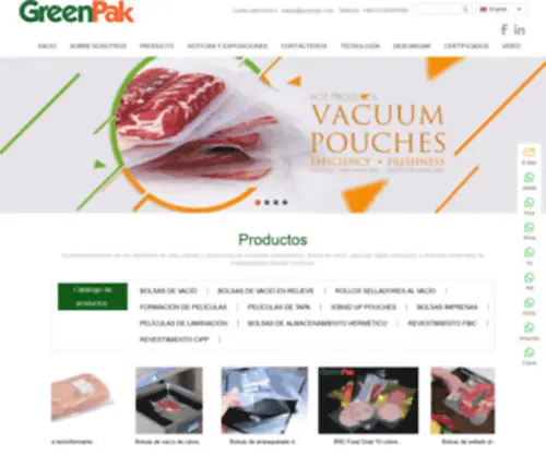 Gflexpak.com(GreenPak se especializa en bolsas de envasado al vacío) Screenshot