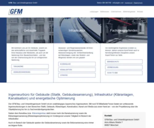 GFM.com(GFM-Ingenieurbüro für Statik Kläranlagen Kanalsanierung) Screenshot