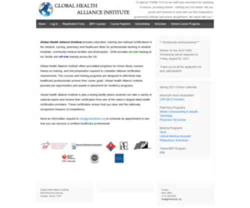 Ghainstitute.org(Global Health Alliance Institute) Screenshot