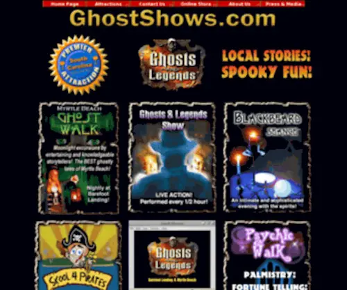 Ghostshows.com(Myrtle Beach Attractions) Screenshot