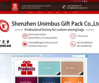 Giftbagmanufacturer.com(Gift bag manufacturer Unimbus Gift Pack) Screenshot