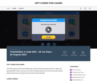 Giftcodesforgames.com(Gift Codes for Games) Screenshot