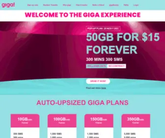 Giga.com.sg(Fully Digital Mobile Service Provider) Screenshot