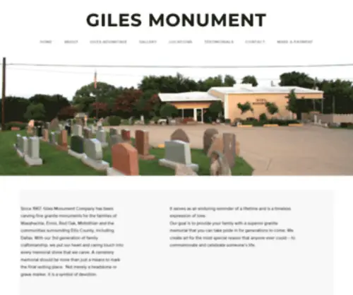 Gilesmonument.com(Fine Granite Cemetery Memorials) Screenshot