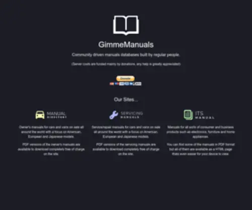 Gimmemanuals.com(Community driven manual databases) Screenshot