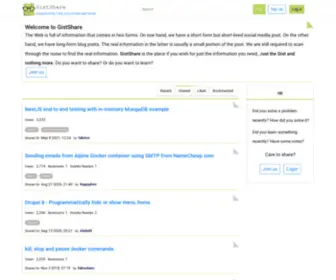 Gistshare.com(Most Viewed notes) Screenshot