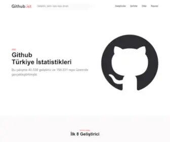 Github.ist(Github üzerinde lokasyonu Türkiye olarak gözüken geliştiriciler için şehir) Screenshot