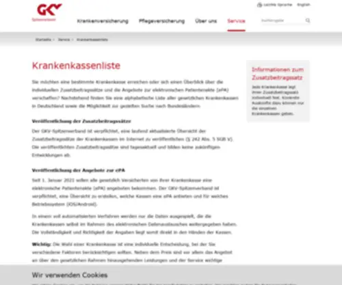 GKV-Zusatzbeitraege.de(Zusatzbeiträge) Screenshot