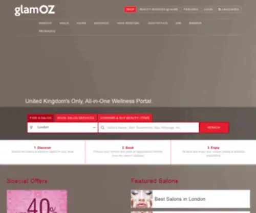 Glamoz.co.uk(Find &amp; Book Beauty Salons) Screenshot