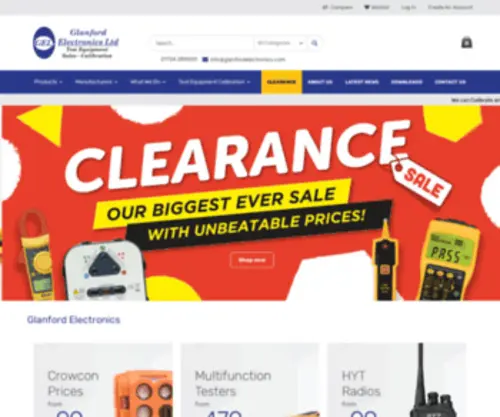Glanfordelectronics.com(Test Equipment Sales & Calibration) Screenshot
