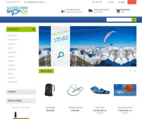Gleitschirm-Shop.ch(/// der schweizer online) Screenshot