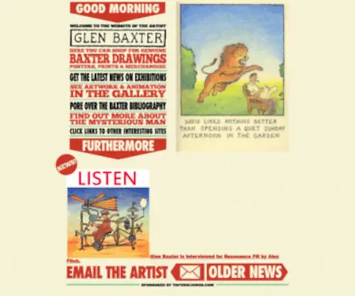 Glenbaxter.com(The website of the artist Glen Baxter) Screenshot