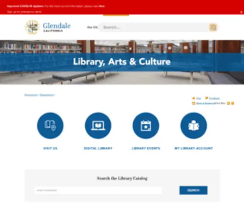 Glendalepubliclibrary.org(The Library) Screenshot