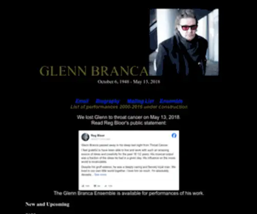Glennbranca.com(Glenn branca) Screenshot