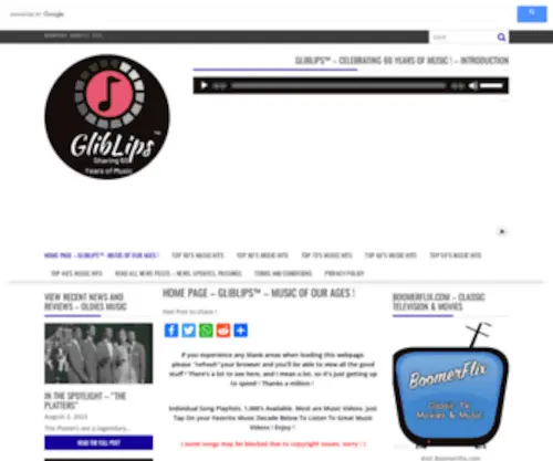 Gliblips.com(Sharing 60 Years of Great Music) Screenshot