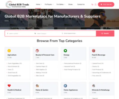 Globalb2Btrade.com(Global B2B Marketplace for Manufacturers & Suppliers) Screenshot