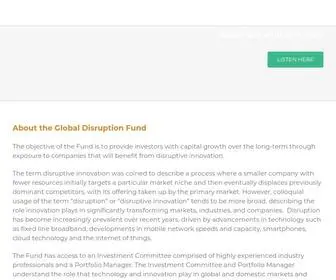 Globaldisruptionfund.com.au(The objective of the Fund) Screenshot