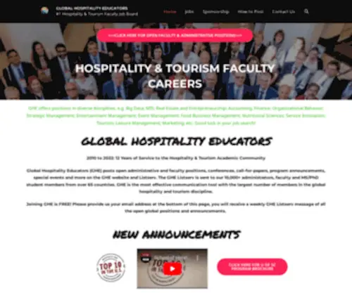 Globalhospitalityeducators.com(#1 Hospitality & Tourism Faculty Job Board) Screenshot