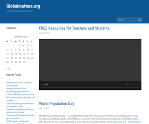 Globalmatters.org(Supporting students and teachers) Screenshot