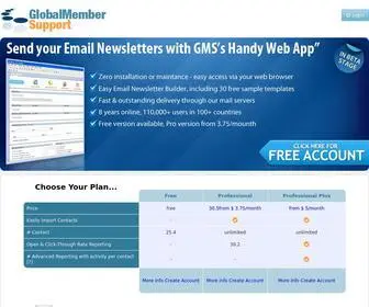 Globalmembersupport.com(Email Marketing Software) Screenshot