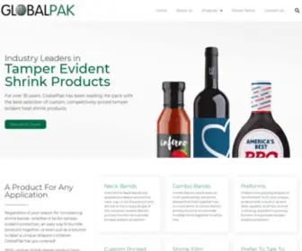 Globalpak.net(Tamper Evident Shrink Products (Shrink Sleeves) Screenshot