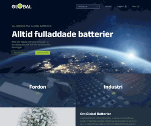 Global.se(En av Nordens ledande leverantörer av startbatterier) Screenshot