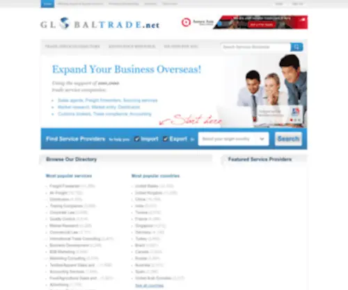 Globaltrade.net(The Directory for International Trade Services) Screenshot