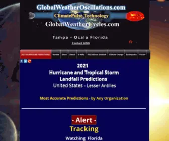 Globalweatheroscillations.com(2021 Hurricane Landfall Predictions 90% Hot Spot Accuracy) Screenshot