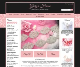 Gloryshouse.com(Sequin & Rhinestone Appliques & Venice Lace Trim For Sale from Glory's House) Screenshot