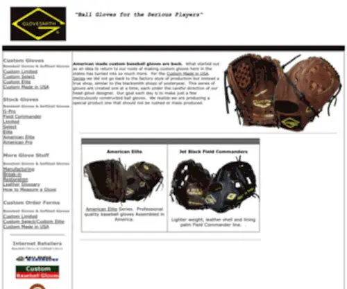 Glovesmith.com(Baseball Gloves & Softball Gloves Information Research Center) Screenshot