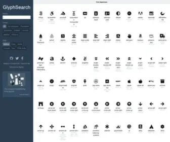 GLYPhsearch.com(Search for icons from Font Awesome) Screenshot