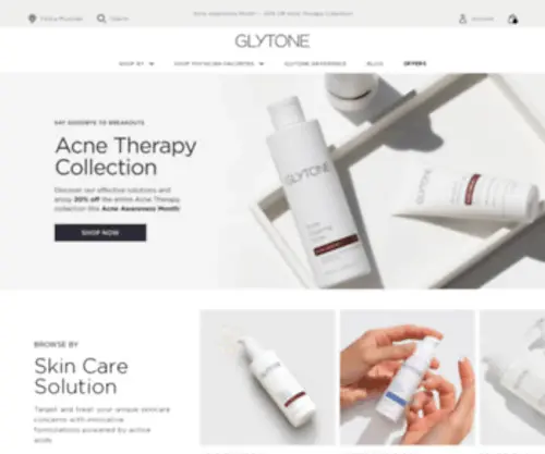 GLytone.com(Professional Skin Care Products and Peels) Screenshot