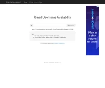 Gmailavailability.com(Gmail Availability Checker) Screenshot