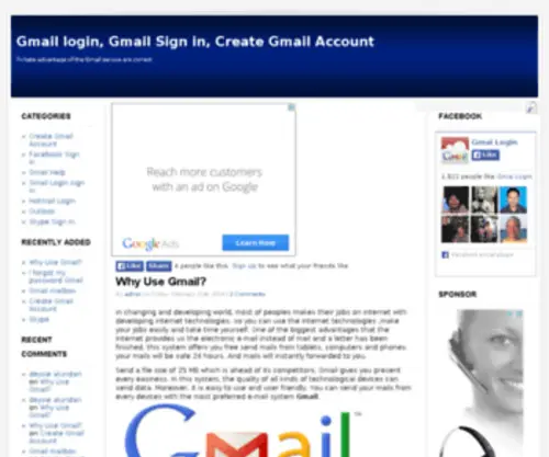 Gmailloginen.com(Create gmail account) Screenshot