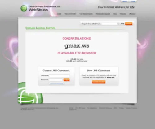 Gmax.ws(Your Internet Address For Life) Screenshot