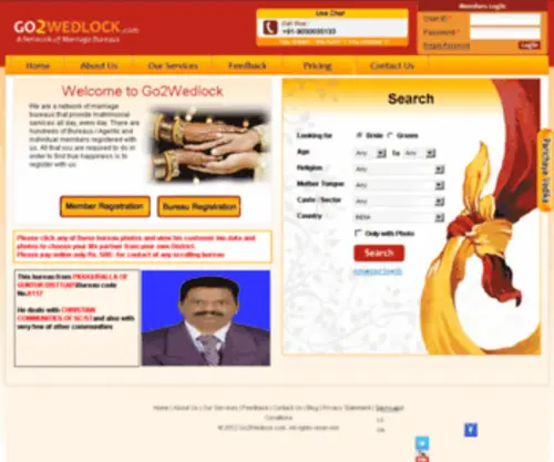 GO2Wedlock.com(A Network of Marriage Bureaus) Screenshot