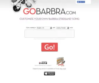 Gobarbra.com(Make Your own customized Barbra Streisand song) Screenshot