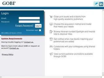 Gobi3.com(GOBI (Global Online Bibliographic Information)) Screenshot